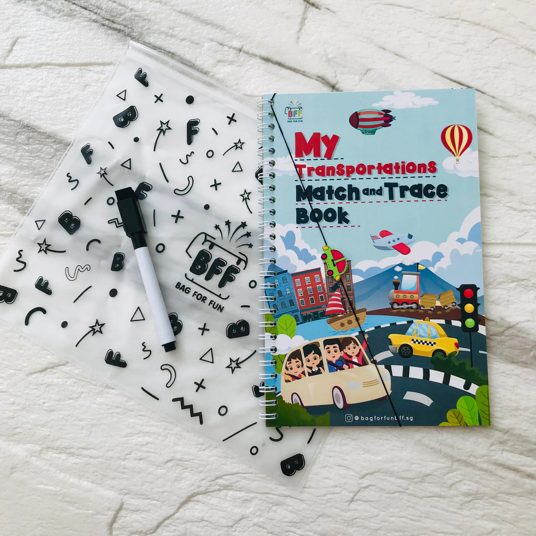 Transportations Match and Trace Busy Book
